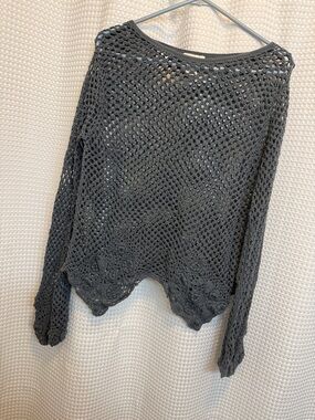 Sundance Open Knit Scoop Neck Sweater in Charcoal Gray